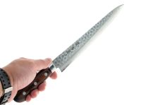 Нож Слайсер (для тонкой нарезки) 240 мм, Sakai Takayuki, сталь VG-10 Damascus 17 слоев, рукоять махагон