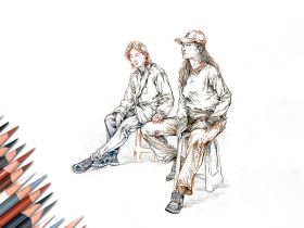 Набор карандашей угольных цветных HIMI 8 шт