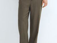 Брюки из вискозы с эластичным поясом, Коричневый