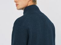 Вязаный кардиган с высоким воротником, Синий