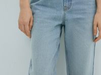 Прямые джинсы с высокой посадкой, Голубой