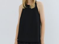 Платье мини с декором из перьев, Черный