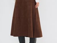 Юбка А-силуэта из замши, Оранжевый