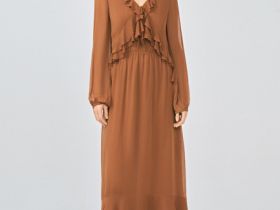 Платье с воланами и завязками, Оранжевый