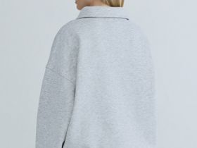 Толстовка с принтом и воротником на молнии, Серый