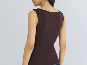 Асимметричный топ без рукавов, Коричневый