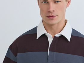 Поло в полоску из хлопка, Фиолетовый