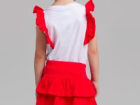 Комплект трикотажный для девочек: фуфайка (футболка), юбка-шорты