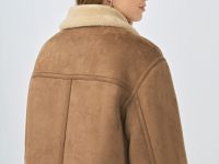 Дублёнка с воротником из искусственного меха, Бежевый