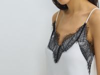 Сатиновый топ с кружевом, Белый