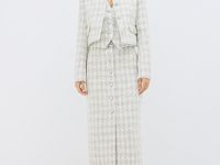 Твидовая юбка миди на пуговицах, Белый