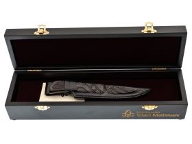 Авторский нож Сова, сталь мозаичный дамаск, подарочная шкатулка