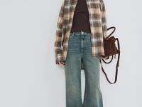 Хлопковая рубашка в клетку, Бежевый