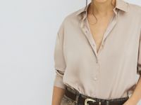 Блузка из сатина, Бежевый