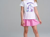 Комплект трикотажный для девочек: фуфайка (футболка), шорты