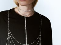 Футболка с декором из навесных цепочек, Черный