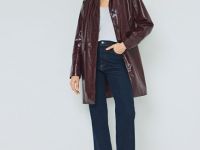 Плащ из искусственной кожи, Фиолетовый