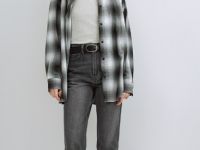 Прямые джинсы с высокой посадкой, Серый