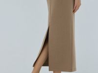 Юбка миди прямого кроя, Бежевый