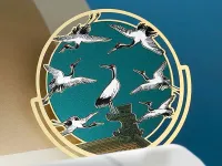 Круглая закладка для книг с подвеской "Журавли счастья" (металл)