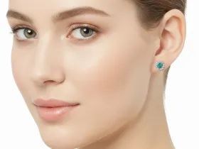 Пусеты из серебра с изумрудами э0667пс04190300
