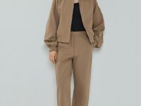 Бомбер из хлопка на молнии, Бежевый