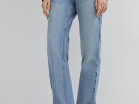 Прямые джинсы с высокой посадкой, Голубой