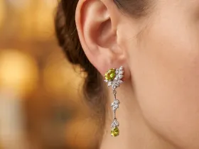 Серьги из серебра с топазами и хризолитами э0681сг04260357