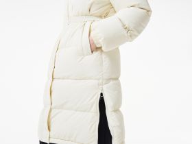Женский длинный пуховик Lacoste с поясом