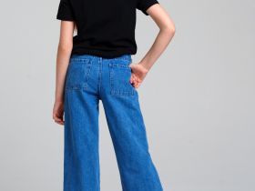 Брюки текстильные джинсовые для девочек