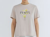Футболка с цветочным принтом, Бежевый