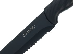Нож кухонный хлебный Okroshka Crouton 19.9 см, сталь 5cr15mov, рукоять пластик, черный
