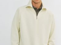 Толстовка с воротником-стойкой на молнии, Белый