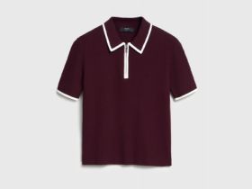 Джемпер с воротником поло на молнии, Фиолетовый