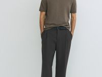 Вязаная футболка из пряжи, Коричневый