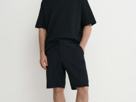 Поло из жатого хлопка, Черный