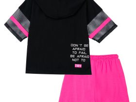 Комплект трикотажный для девочек: фуфайка (футболка), шорты