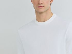 Вязаная футболка из пряжи с вискозой, Белый