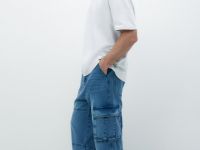 Джинсы Baggy с карго-карманами, Голубой