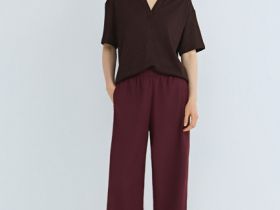 Прямые брюки с эластичным поясом, Фиолетовый