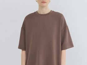 Футболка оверсайз с разрезами, Коричневый