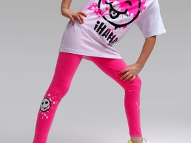 Комплект трикотажный для девочек: фуфайка (футболка), брюки (легинсы)