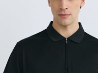 Поло из техноткани с воротником на молнии, Черный