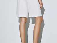 Шорты-бермуды со складками, Белый