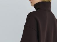 Толстовка с принтом и воротником на молнии, Коричневый