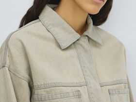 Джинсовая куртка-рубашка, Бежевый
