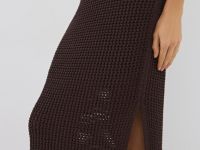 Юбка макси ажурной вязки, Коричневый