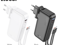 Внешний аккумулятор Hoco J126 2 в 1 10000mAh 22.5W Adapter (US/EU)/USB/Type-C/кабель Lightning + Type-C (черный)