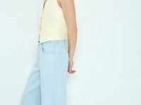 Прямые джинсы со средней посадкой, Голубой