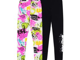 Брюки трикотажные для девочек (легинсы), 2 пары в комплекте